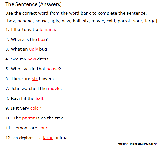 english-class-1-the-sentence-complete-the-sentence-worksheet-2-answers